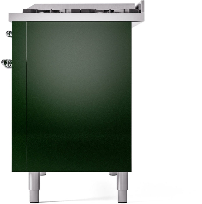 ILVE Nostalgie II 48" Dual Fuel Propane Gas Range in Emerald Green with Chrome Trim, UP48FNMPEGCLP