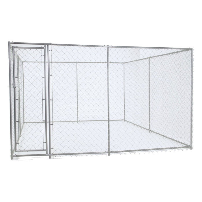 Lucky Dog 10' x 10' Chain Link Dog Kennel (2 Pack) & Waterproof Roof (2 Pack)