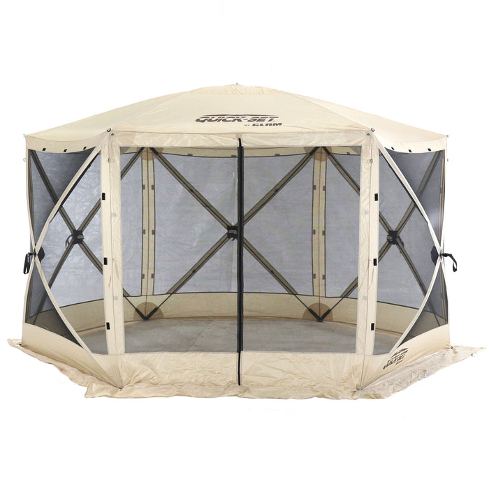 CLAM Quick-Set Escape 11.5 x 11.5 Foot Portable Outdoor Camping Shelter, Tan