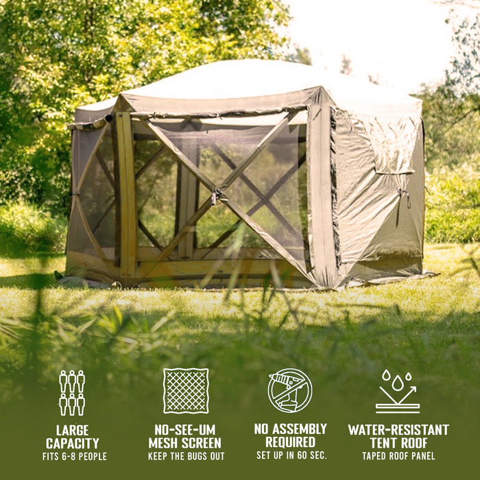 CLAM Quick-Set Escape 11.5 x 11.5 Foot Portable Outdoor Camping Shelter, Tan