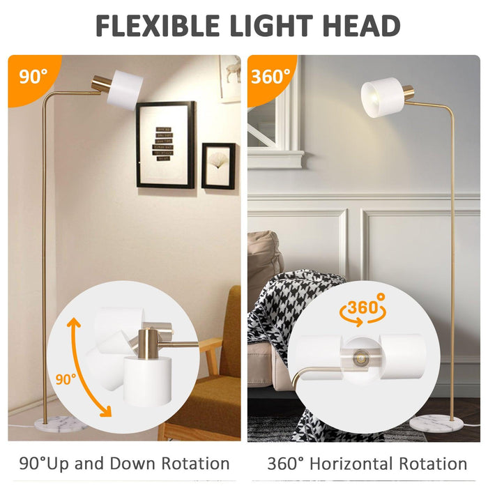 Modern Standing Floor Lamp with Adjustable Metal Shade 8W LED Bulb Foot Switch Tall Stand Up Floor Lamp, White