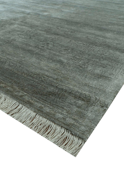 Modern Gray Solid Design 6x8.7  Hand Knotted Wool Area Rug