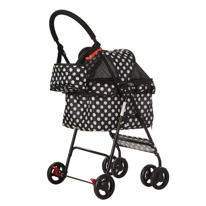 Folding Dog Stroller Travel Cage Stroller for Pet Cat Kitten Puppy Carriages