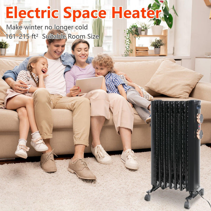 1500W Oil Filled Radiator Heater with 3 Heating Modes Portable Electric Space Heater, Black