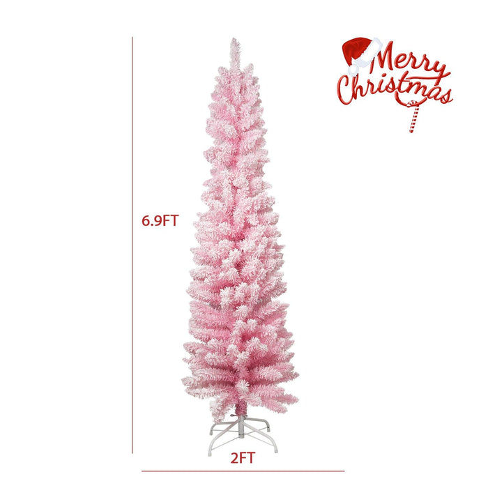 6.9ft Pink Artificial Christmas Tree Xmas Tree with 450 Branch Tips Metal Stand