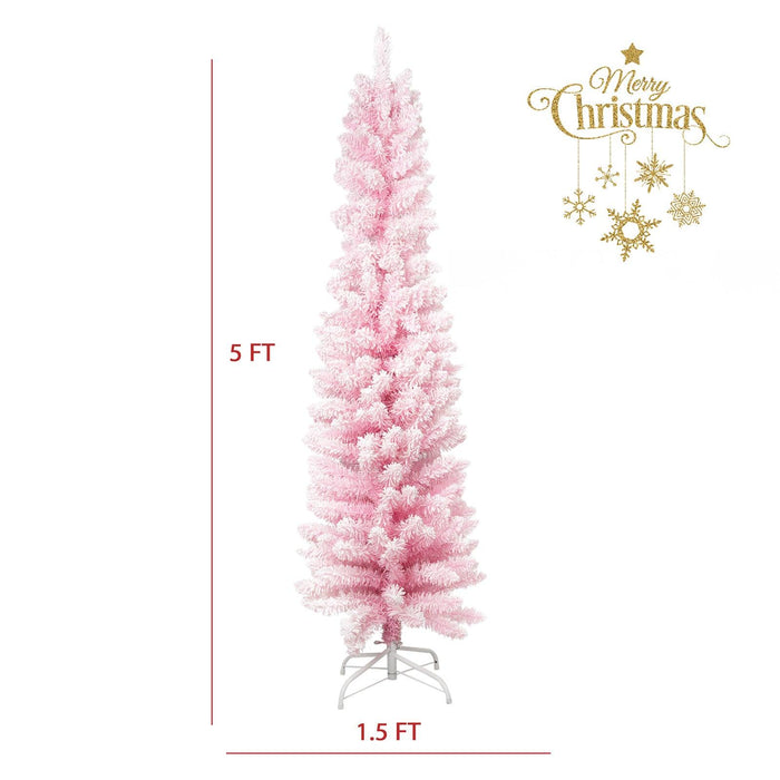 5ft Pink Artificial Christmas Tree Xmas Tree with 250 Branch Tips Metal Stand