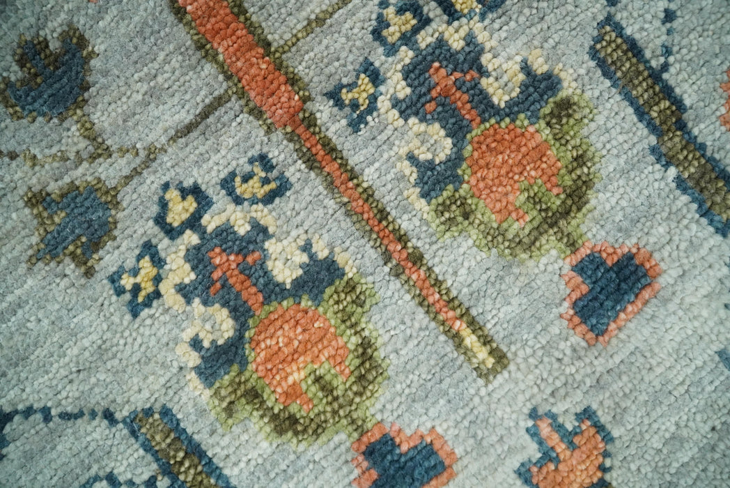 Hand Knotted Rust and Blue Traditional Turkish Tree of Life Multi Size Wool Rug