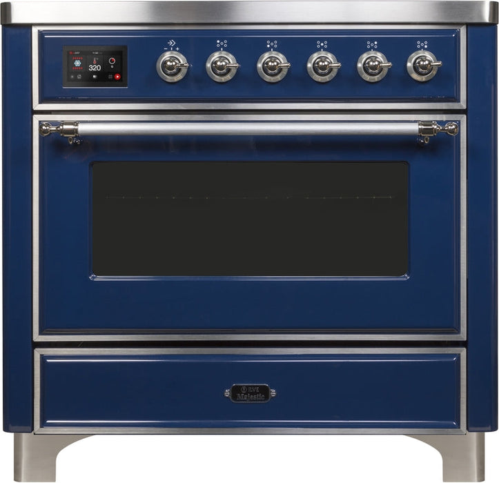 ILVE Majestic II 36" Induction Range with Element Stove and Electric Oven in Blue with Chrome Trim, UMI09NS3MBC