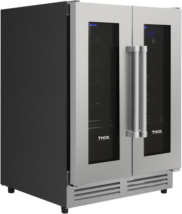 THOR Kitchen Package - 36" Gas Range, Range Hood, Refrigerator with Water and Ice Dispenser, Dishwasher, Wine Cooler, AP-ARG36-W-8