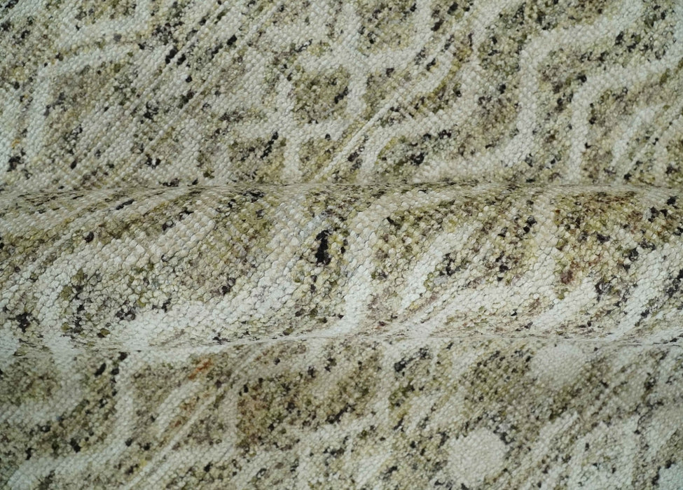9x12 and 10x14 Hand Knotted Ivory, Beige and Brown  Modern Contemporary Southwestern Tribal Trellis Recycled Silk Area Rug | OP28