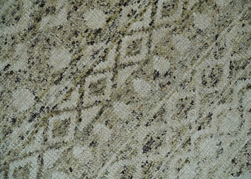9x12 and 10x14 Hand Knotted Ivory, Beige and Brown  Modern Contemporary Southwestern Tribal Trellis Recycled Silk Area Rug | OP28