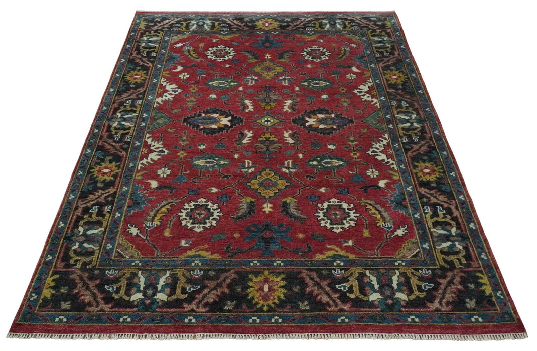 9x12 Antique Hand Knotted Rust and Charcoal Traditional Oushak Wool Area Rug | TRDCP1371912