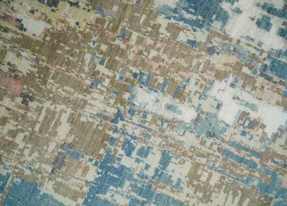 9x12 Fine Hand Knotted Brown Multicolor Modern Abstract Wool Area Rug | AGR34