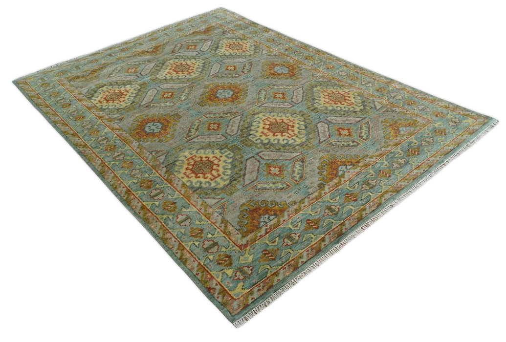 9x12 Hand Knotted Gray, Silver and Beige Oriental Traditional Wool Area Rug, Living Room and Bedroom Rug