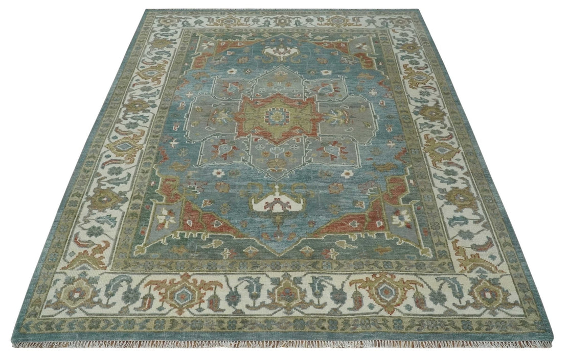 9x12 Silver, Gray and Ivory Hand Knotted Traditional Wool Area Rug