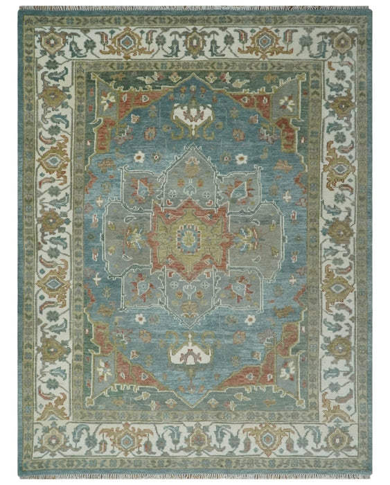 9x12 Silver, Gray and Ivory Hand Knotted Traditional Wool Area Rug
