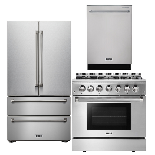 THOR Kitchen Package - 36" Dual Fuel Range, Dishwasher, Refrigerator, AP-HRD3606U-2