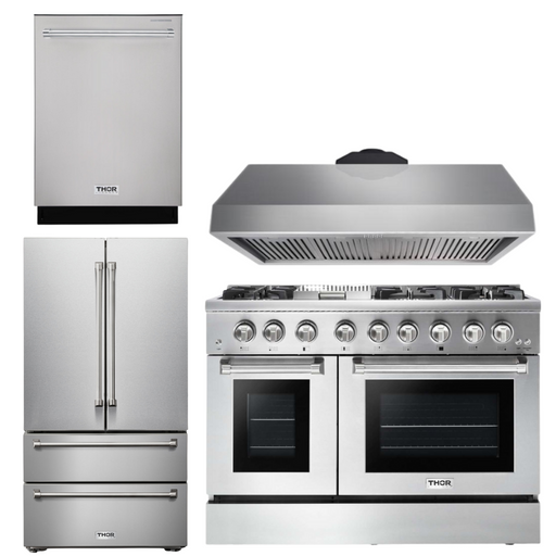 THOR Kitchen Package - 48" Dual Fuel Range, Range Hood, Refrigerator, Dishwasher, AP-HRD4803U-3