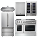 THOR Kitchen Package - 48 inch Dual Fuel Range, Range Hood, Refrigerator, Dishwasher, Wine Cooler, AP-HRD4803U-4