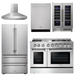 THOR Kitchen Package - 48 Inch Dual Fuel Range, Range Hood, Refrigerator, Dishwasher, Wine Cooler, AP-HRD4803U-W-3