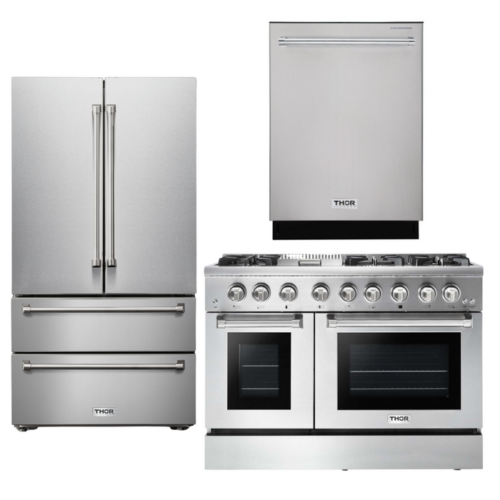 THOR Kitchen Package - 48 inch Propane Dual Fuel Range, Refrigerator, Dishwasher, AP-HRD4803ULP-2