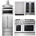 THOR Kitchen Package - 48" Dual Fuel Range, Range Hood, Refrigerator, Dishwasher, Microwave, Wine Cooler, AP-HRD4803ULP-W-6