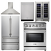 THOR Kitchen Package - 30 inch Electric Range, Range Hood, Refrigerator, Dishwasher, Wine Cooler, AP-HRE3001-4