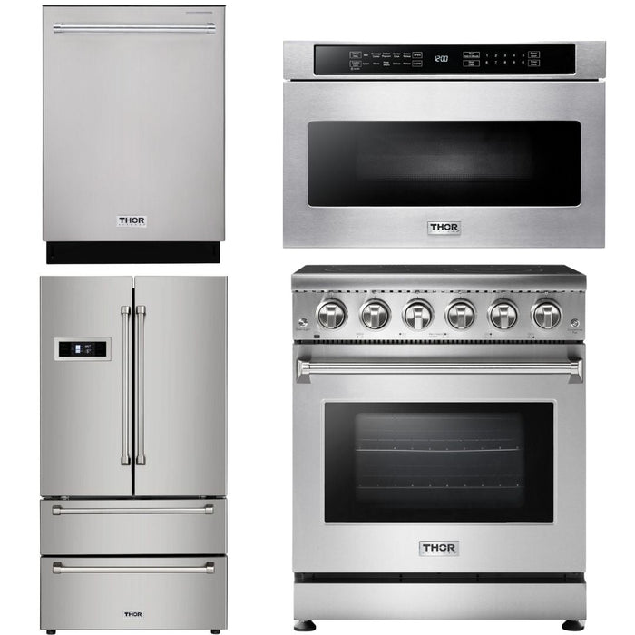 Thor Kitchen Package - 30 inch Electric Range, Microwave, Refrigerator, Dishwasher, AP-HRE3001-6