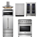 THOR Kitchen Package - 30 inch Electric Range, Range Hood, Microwave, Refrigerator, Dishwasher, Wine Cooler, AP-HRE3001-8