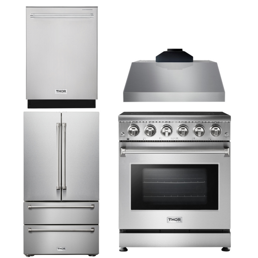 THOR Kitchen Package - 30" Electric Range, Range Hood, Refrigerator, Dishwasher, AP-HRE3001-C-2