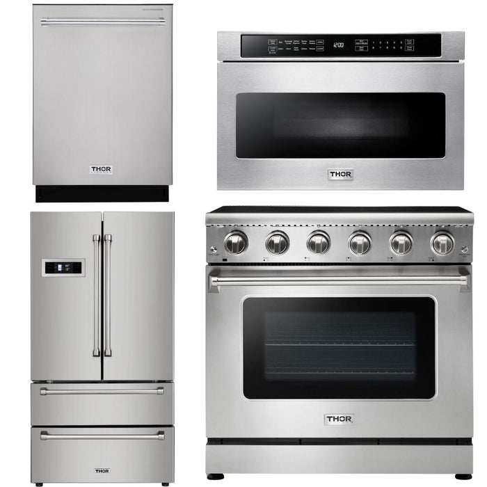 Thor Kitchen Package - 36" Electric Range, Microwave, Refrigerator, Dishwasher, AP-HRE3601-6