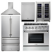 THOR Kitchen Package - 36" Gas Range, Range Hood, Refrigerator, Dishwasher & Wine Cooler, AP-HRG3618U-4