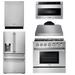 THOR Kitchen Package - 36" Gas Range, Range Hood, Microwave, Refrigerator with Water and Ice Dispenser, Dishwasher, AP-HRG3618U-C-9