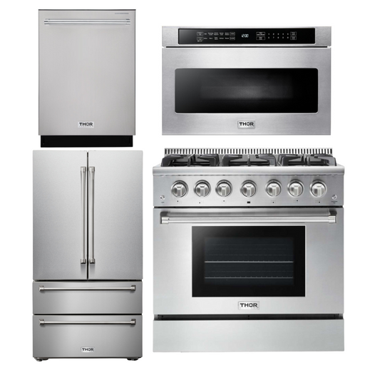 THOR Kitchen Package - 36" Propane Gas Range, Microwave, Refrigerator, Dishwasher, AP-HRG3618ULP-6