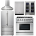 THOR Kitchen Package - 36" Propane Gas Range, Range Hood, Refrigerator, Dishwasher, Wine Cooler, AP-HRG3618ULP-W-3