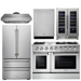 THOR Kitchen Package - 48" Gas Range, Range Hood, Refrigerator, Dishwasher, Wine Cooler, AP-HRG4808U-4