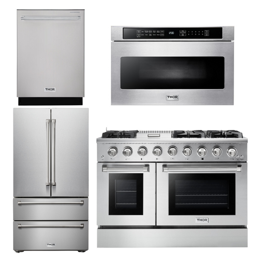 THOR Kitchen Package - 48" Gas Range, Refrigerator, Dishwasher, Microwave, AP-HRG4808U-6