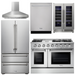THOR Kitchen Package - 48" Gas Range, Range Hood, Refrigerator, Dishwasher, Wine Cooler, AP-HRG4808U-W-3