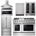 THOR Kitchen Package - 48" Gas Range, Range Hood, Refrigerator, Dishwasher, Microwave, Wine Cooler, AP-HRG4808U-W-6