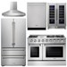 THOR Kitchen Package - 48" Propane Gas Range, Range Hood, Refrigerator, Dishwasher, Wine Cooler, AP-HRG4808ULP-W-3