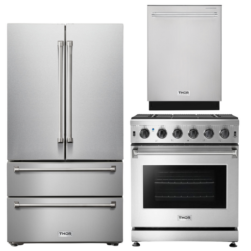 THOR Kitchen 30 in. Natural Gas Range, 36 in. Refrigerator & 24 in. Dishwasher, AP-LRG3001U-2