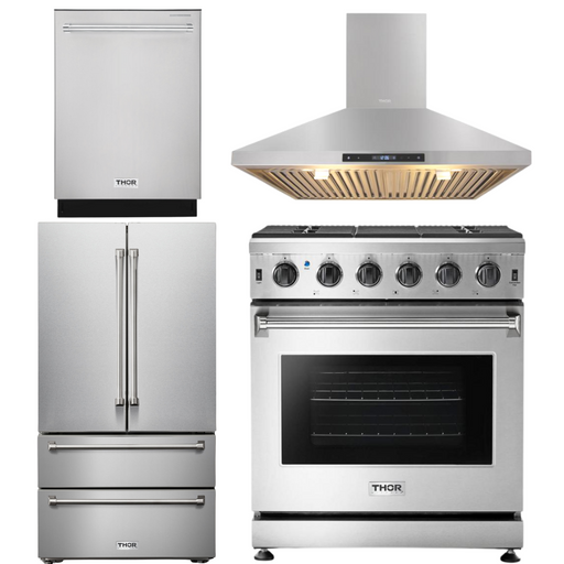 THOR Kitchen 30 in. Propane Gas Range, Range Hood, Dishwasher and Refrigerator, AP-LRG3001ULP-3