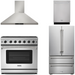 THOR Kitchen Package - 36" Gas Range, Range Hood, Refrigerator, Dishwasher, AP-LRG3601U-3