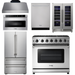 THOR Kitchen Package - 36" Gas Range, Range Hood, Microwave, Refrigerator, Dishwasher, Wine Cooler, AP-LRG3601U-C-6