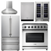 THOR Kitchen Package - 36 In Gas Range, Range Hood, Refrigerator, Dishwasher, Wine Cooler, AP-LRG3601U-W-3