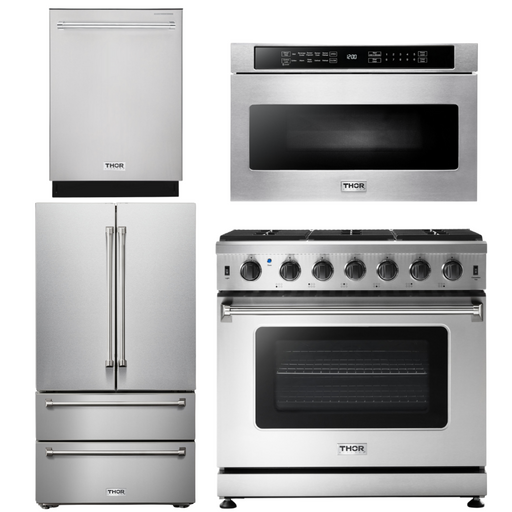 THOR Kitchen Package - 36" Propane Gas Range, Microwave, Refrigerator, Dishwasher, AP-LRG3601ULP-6