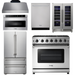 THOR Kitchen Package - 36" Propane Gas Range, Range Hood, Microwave, Refrigerator, Dishwasher, Wine Cooler, AP-LRG3601ULP-C-6