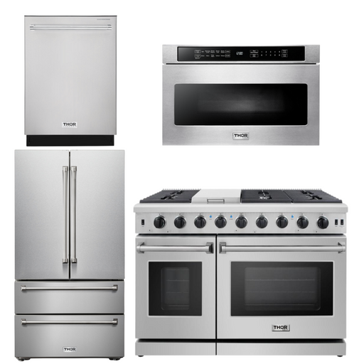 THOR Kitchen Package - 48" Gas Range, Dishwasher, Refrigerator, Microwave, AP-LRG4807U-6