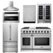 THOR Kitchen Package - 48" Gas Range, Range Hood, Refrigerator, Dishwasher, Wine Cooler, Microwave, AP-LRG4807U-W-6