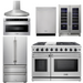 THOR Kitchen Package - 48" Propane Gas Range, Range Hood, Refrigerator, Dishwasher, Wine Cooler, Microwave, AP-LRG4807ULP-W-6
